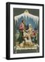 Merry Christmas Postcard with Nativity Scene-null-Framed Giclee Print