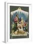 Merry Christmas Postcard with Nativity Scene-null-Framed Giclee Print