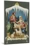 Merry Christmas Postcard with Nativity Scene-null-Mounted Giclee Print