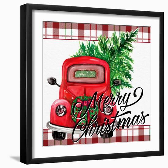 Merry Christmas Red Truck-Kim Allen-Framed Art Print