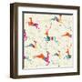 Merry Christmas Reindeer Pattern-cienpies-Framed Art Print