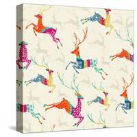 Merry Christmas Reindeer Pattern-cienpies-Stretched Canvas