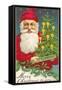 Merry Christmas, Santa Claus and Tree-null-Framed Stretched Canvas