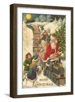 Merry Christmas, Santa on Train-null-Framed Art Print