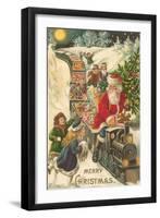 Merry Christmas, Santa on Train-null-Framed Art Print