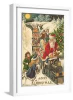 Merry Christmas, Santa on Train-null-Framed Art Print