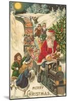 Merry Christmas, Santa on Train-null-Mounted Art Print