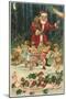 Merry Christmas, Santa with Cherubs-null-Mounted Art Print