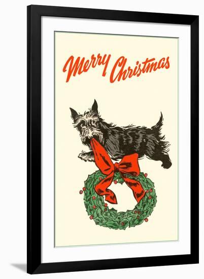 Merry Christmas, Scotty with Wreath-null-Framed Art Print