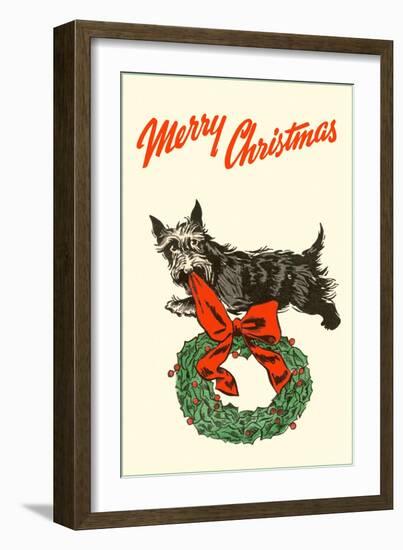 Merry Christmas, Scotty with Wreath-null-Framed Art Print