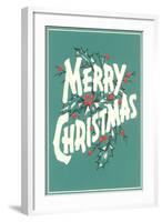 Merry Christmas, Sea Green-null-Framed Art Print