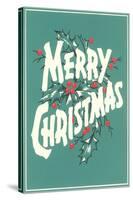 Merry Christmas, Sea Green-null-Stretched Canvas