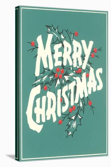 Merry Christmas, Sea Green-null-Stretched Canvas