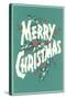 Merry Christmas, Sea Green-null-Stretched Canvas