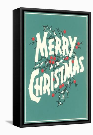 Merry Christmas, Sea Green-null-Framed Stretched Canvas