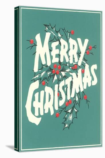 Merry Christmas, Sea Green-null-Stretched Canvas
