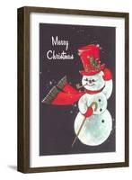 Merry Christmas, Snowman Waving-null-Framed Art Print