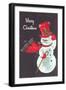 Merry Christmas, Snowman Waving-null-Framed Art Print