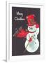 Merry Christmas, Snowman Waving-null-Framed Art Print