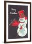 Merry Christmas, Snowman Waving-null-Framed Art Print
