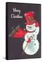 Merry Christmas, Snowman Waving-null-Framed Stretched Canvas