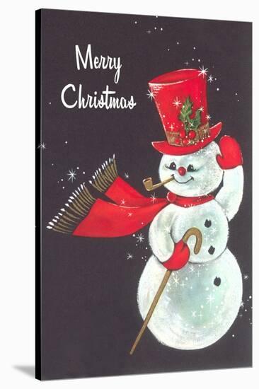 Merry Christmas, Snowman Waving-null-Stretched Canvas