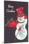 Merry Christmas, Snowman Waving-null-Mounted Art Print