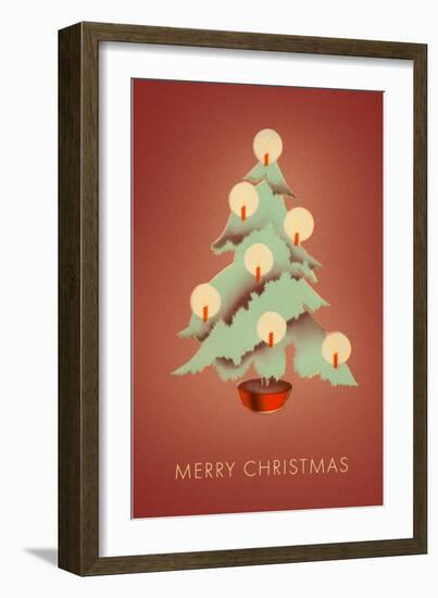 Merry Christmas, Tree with Candles-null-Framed Art Print