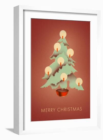 Merry Christmas, Tree with Candles-null-Framed Art Print