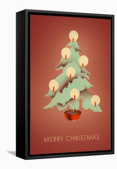 Merry Christmas, Tree with Candles-null-Framed Stretched Canvas