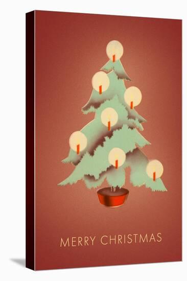 Merry Christmas, Tree with Candles-null-Stretched Canvas