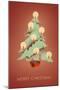 Merry Christmas, Tree with Candles-null-Mounted Art Print