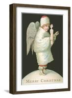 Merry Christmas, Victorian Angel with Candle-null-Framed Art Print