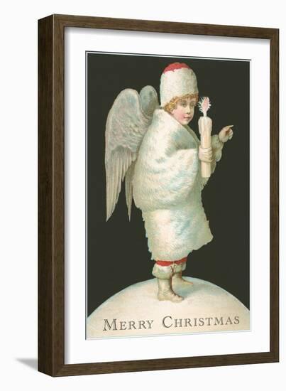 Merry Christmas, Victorian Angel with Candle-null-Framed Art Print