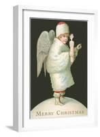 Merry Christmas, Victorian Angel with Candle-null-Framed Art Print