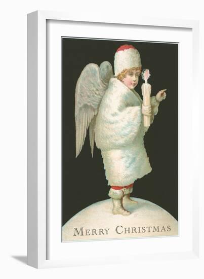 Merry Christmas, Victorian Angel with Candle-null-Framed Art Print