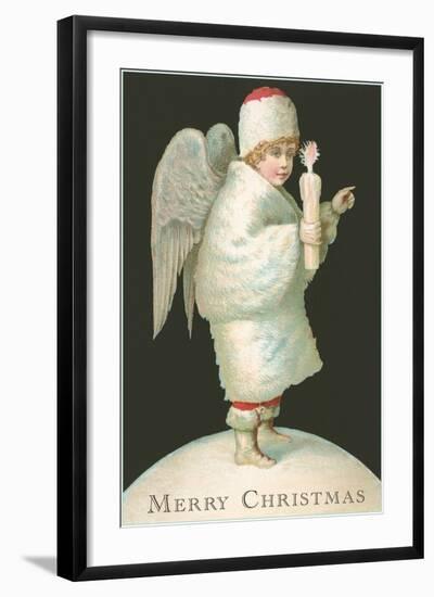 Merry Christmas, Victorian Angel with Candle-null-Framed Art Print