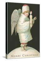 Merry Christmas, Victorian Angel with Candle-null-Stretched Canvas
