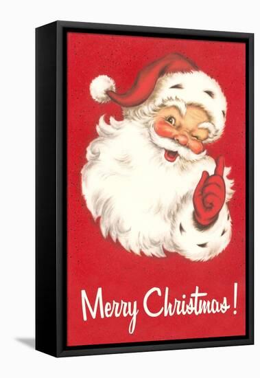 Merry Christmas. Winking Santa Claus-null-Framed Stretched Canvas