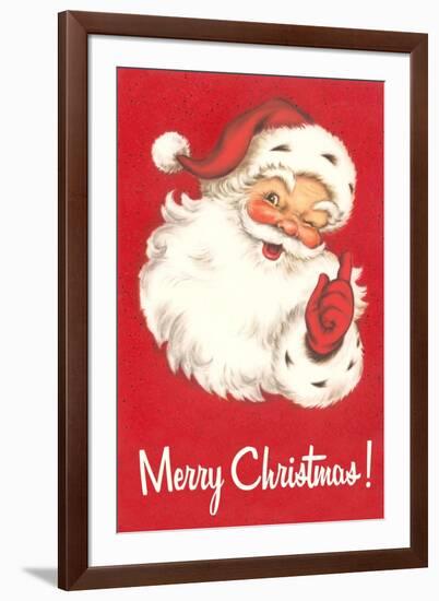 Merry Christmas. Winking Santa Claus-null-Framed Art Print