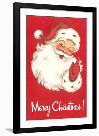 Merry Christmas. Winking Santa Claus-null-Framed Art Print