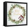 Merry Christmas Wreath and Bird House-Lanie Loreth-Framed Stretched Canvas