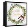 Merry Christmas Wreath and Bird House-Lanie Loreth-Framed Stretched Canvas