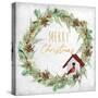 Merry Christmas Wreath and Bird House-Lanie Loreth-Stretched Canvas