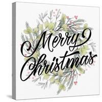 Merry Christmas Wreath Greens-Kim Allen-Stretched Canvas