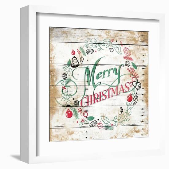 Merry Christmas Wreath-Jace Grey-Framed Art Print