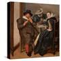 Merry Company with Flutist (Oil on Panel)-Dirck Hals-Stretched Canvas