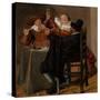 Merry Company with Violinist (Oil on Canvas)-Dirck Hals-Stretched Canvas