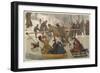 Merry-Go-Round on the Ice, Towing Children on Toboggans-Robert Barnes-Framed Art Print