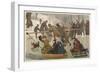 Merry-Go-Round on the Ice, Towing Children on Toboggans-Robert Barnes-Framed Art Print